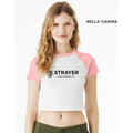 NEW Strayer BELLA+CANVAS® Women’s Micro Rib Raglan Baby Tee - White/Pink