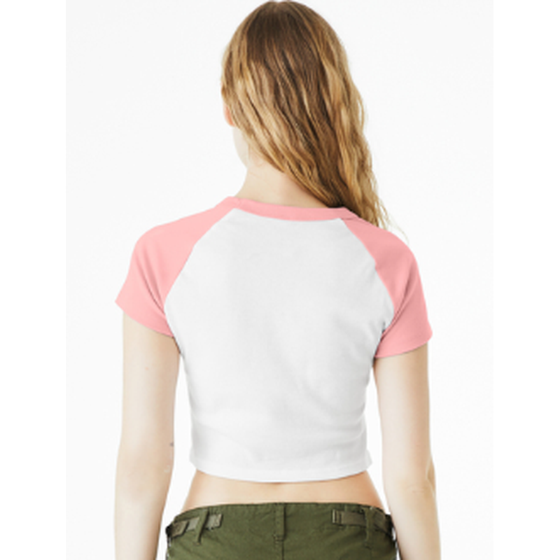 NEW Strayer BELLA+CANVAS® Women’s Micro Rib Raglan Baby Tee - White/Pink