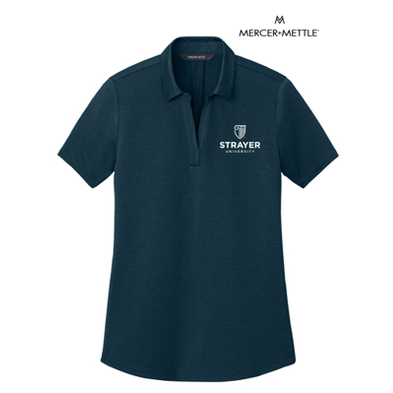 NEW STRAYER Mercer+Mettle® Women’s Recharge Jersey Polo - Insignia Blue Heather