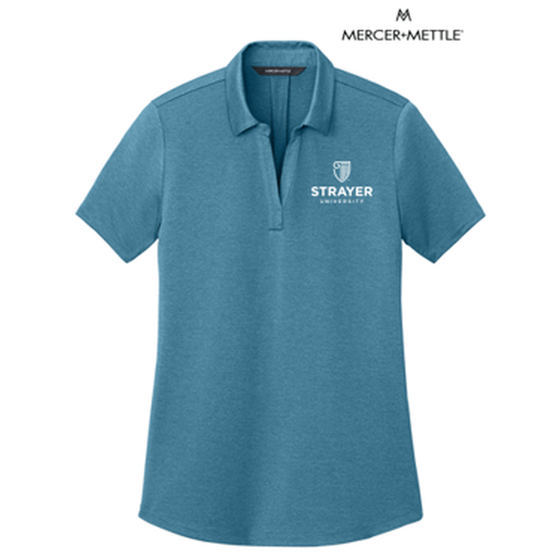 NEW STRAYER Mercer+Mettle® Women’s Recharge Jersey Polo - Harbor Blue Heather