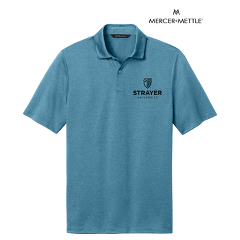 NEW STRAYER Mercer+Mettle® Recharge Jersey Polo - Harbor Blue Heather