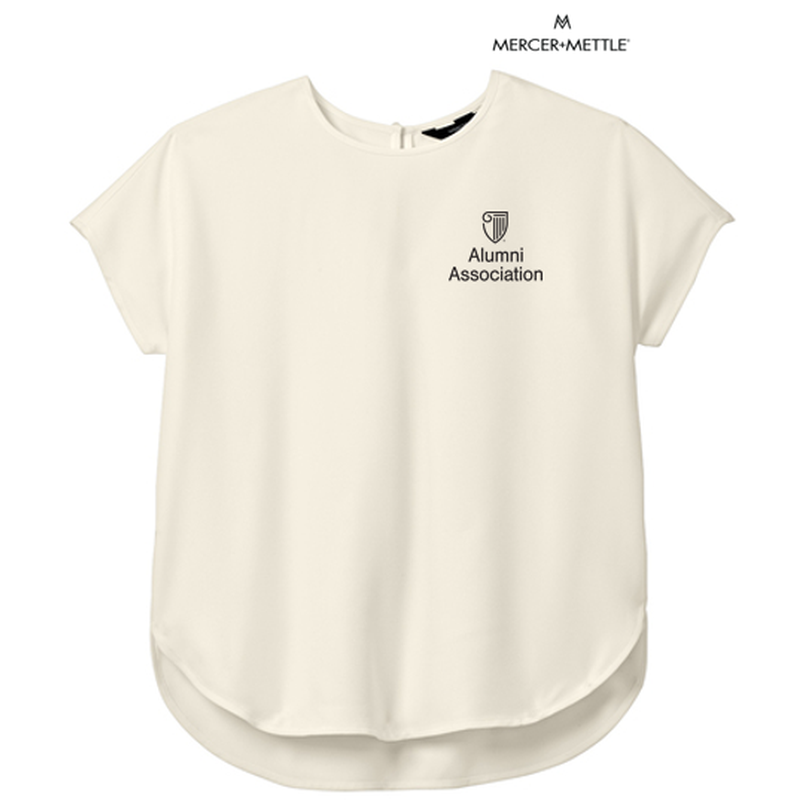 STRAYER ALUMNI ASSOCIATION Mercer+Mettle® Women's Stretch Crepe Crew - Ivory Chiffon