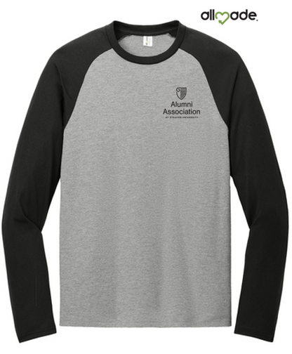 STRAYER ALUMNI - Allmade® Unisex Tri-Blend Long Sleeve Colorblock Raglan - Deep Black/Aluminum Grey