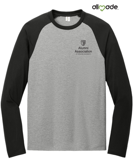 STRAYER ALUMNI - Allmade® Unisex Tri-Blend Long Sleeve Colorblock Raglan - Deep Black/Aluminum Grey