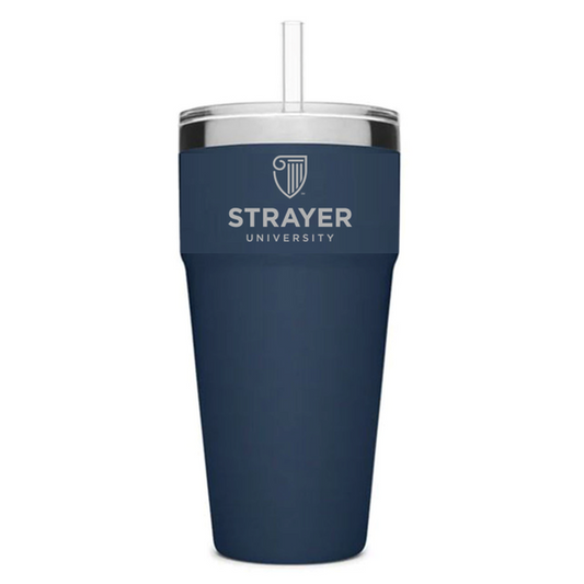 STRAYER YETI RAMBLER® 26 OZ STACKABLE CUP WITH STRAW LID - Navy