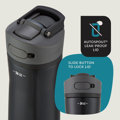 STRAYER Contigo® Ashland Chill 2.0 Stainless Steel Water Bottle with AUTOSPOUT® Lid, 24oz - Licorice