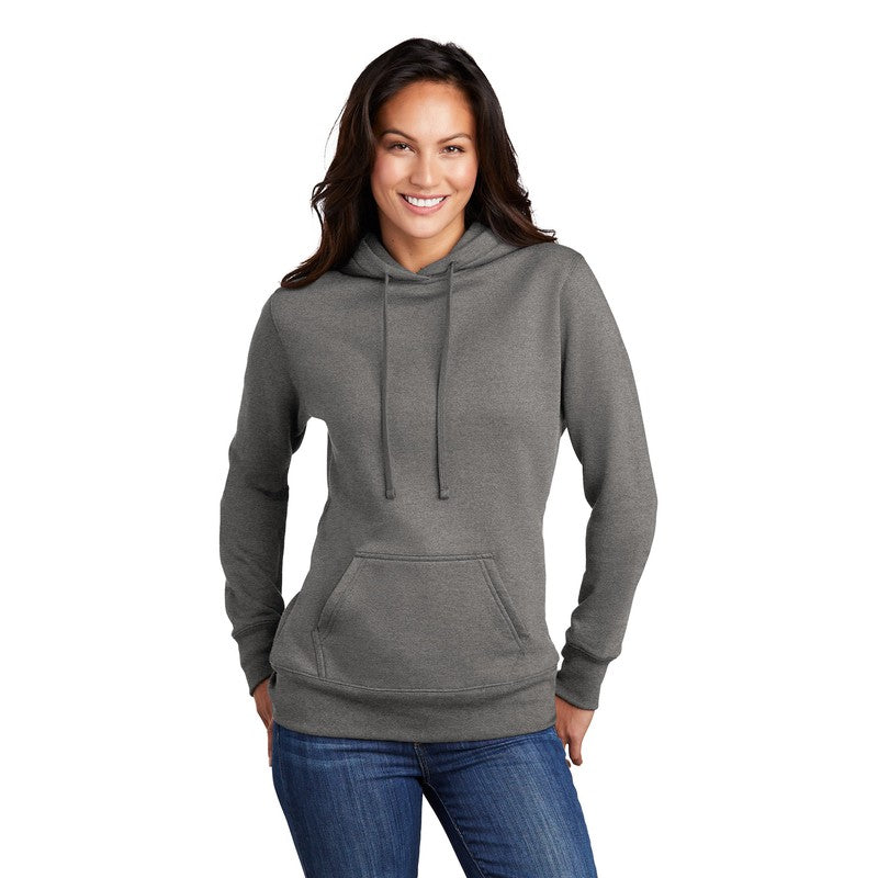 STRAYER Port & Company ® Ladies Core Fleece Pullover Hooded Sweatshirt-Graphite Heather