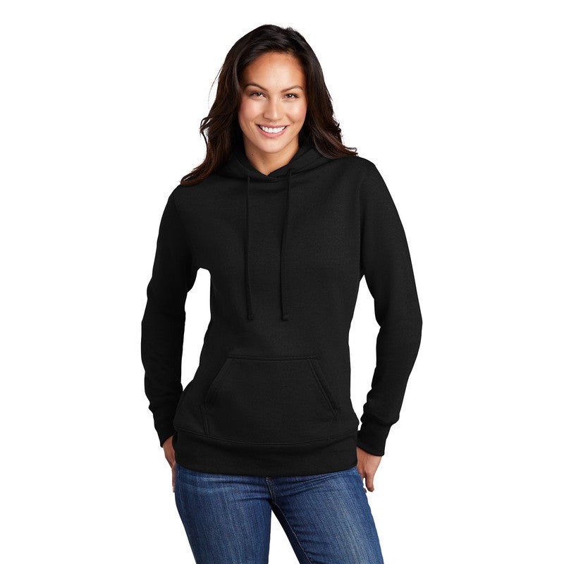 STRAYER Port & Company ® Ladies Core Fleece Pullover Hooded Sweatshirt-Black