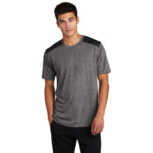 Sport-Tek ® PosiCharge ® Tri-Blend Wicking Draft Tee-Black/ Dark Grey Heather
