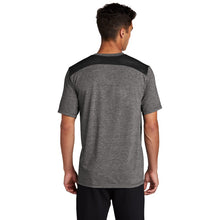 Sport-Tek ® PosiCharge ® Tri-Blend Wicking Draft Tee-Black/ Dark Grey Heather