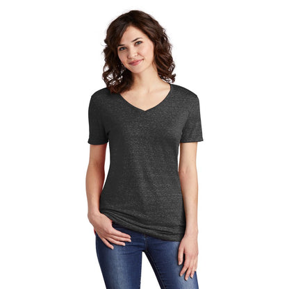 NEW STRAYER JERZEES ® Ladies Snow Heather Jersey V-Neck T-Shirt-BLACK INK