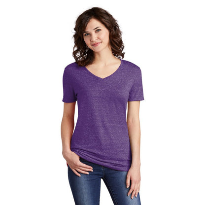 NEW STRAYER JERZEES ® Ladies Snow Heather Jersey V-Neck T-Shirt-PURPLE