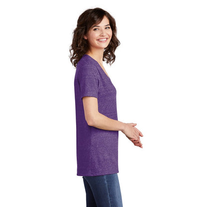 NEW STRAYER JERZEES ® Ladies Snow Heather Jersey V-Neck T-Shirt-PURPLE