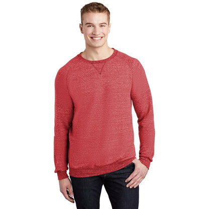 NEW STRAYER JERZEES ® Snow Heather French Terry Raglan Crew-RED