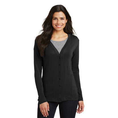 NEW STRAYER Port Authority® Ladies Modern Stretch Cotton Cardigan-Black