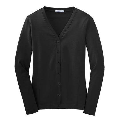 NEW STRAYER Port Authority® Ladies Modern Stretch Cotton Cardigan-Black