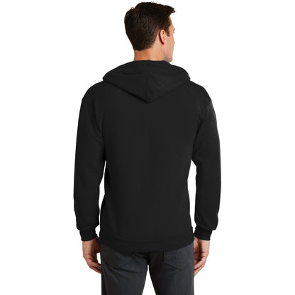 NEW STRAYER Port & Company® Core Fleece Full-Zip Hooded Sweatshirt-Black