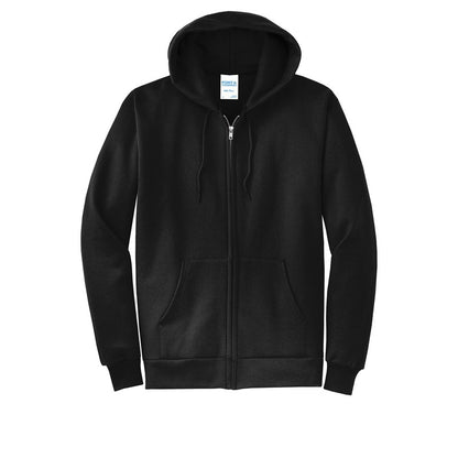 NEW STRAYER Port & Company® Core Fleece Full-Zip Hooded Sweatshirt-Black