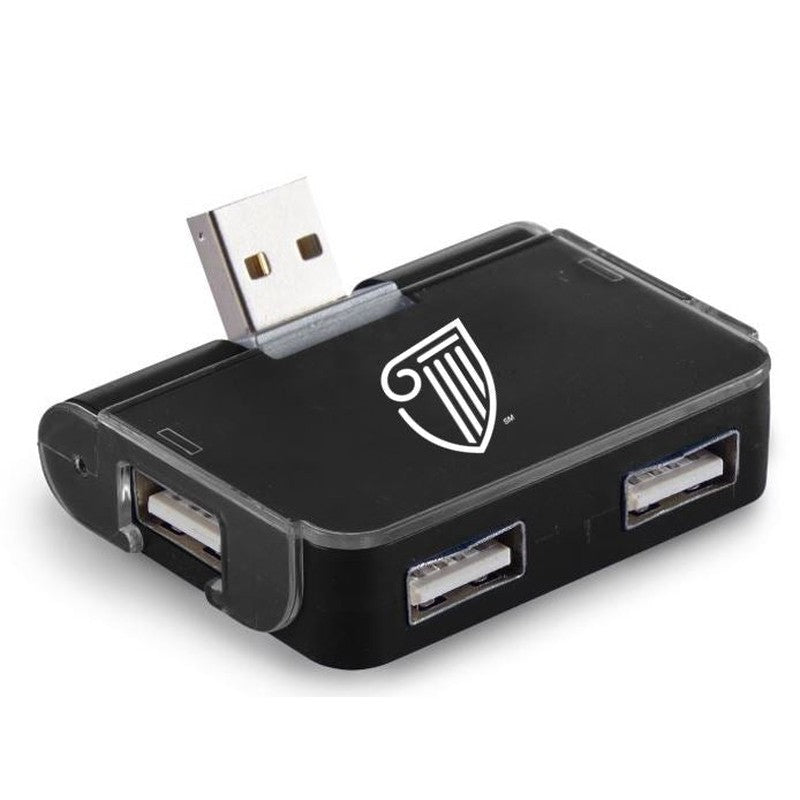 STRAYER 4-PORT USB HUB WITH PHONE HOLDER - BLACK