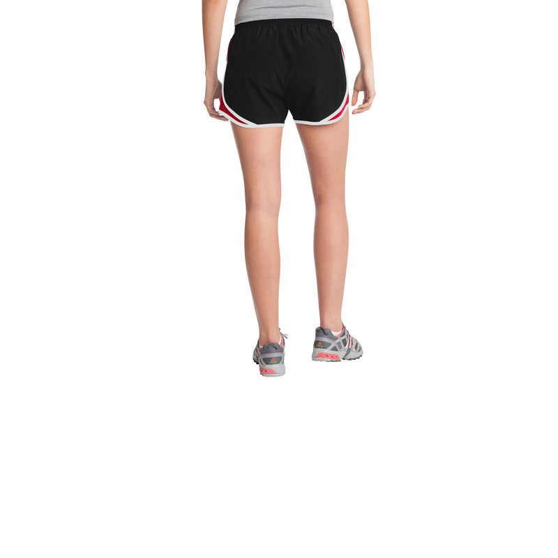 NEW STRAYER Sport-Tek® Ladies Cadence Short-BLACK/RED