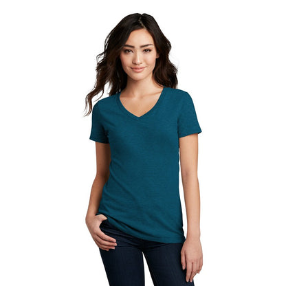 NEW STRAYER District ® Women’s Perfect Blend ® V-Neck Tee-Deep Turquoise Fleck