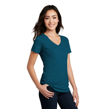 NEW STRAYER District ® Women’s Perfect Blend ® V-Neck Tee-Deep Turquoise Fleck