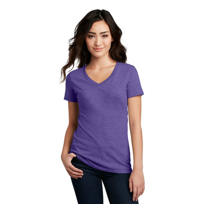 NEW STRAYER District ® Women’s Perfect Blend ® V-Neck Tee-Heathered Purple