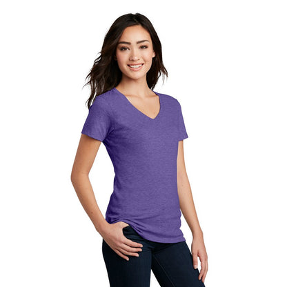 NEW STRAYER District ® Women’s Perfect Blend ® V-Neck Tee-Heathered Purple