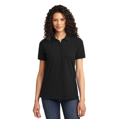 NEW STRAYER Port & Company® Ladies Core Blend Pique Polo-Jet Black