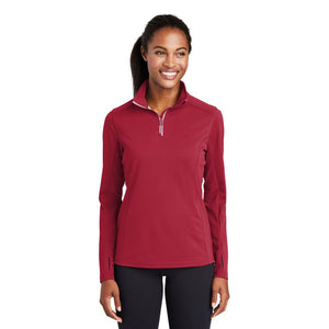 Sport-Tek® Ladies Sport-Wick® Textured 1/4-Zip Pullover-RED