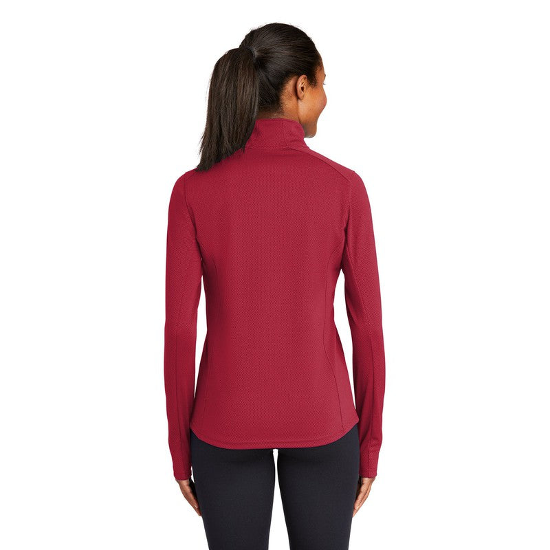 NEW STRAYER Sport-Tek® Ladies Sport-Wick® Textured 1/4-Zip Pullover-RED