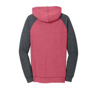 NEW STRAYER District ® Women’s Lightweight Fleece Raglan Hoodie-Heathered Red/ Heathered Charcoal