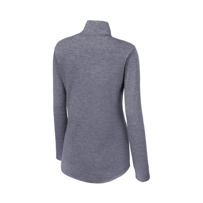 NEW STRAYER Sport-Tek ® Ladies PosiCharge ® Tri-Blend Wicking 1/4-Zip Pullover - True Navy Heather