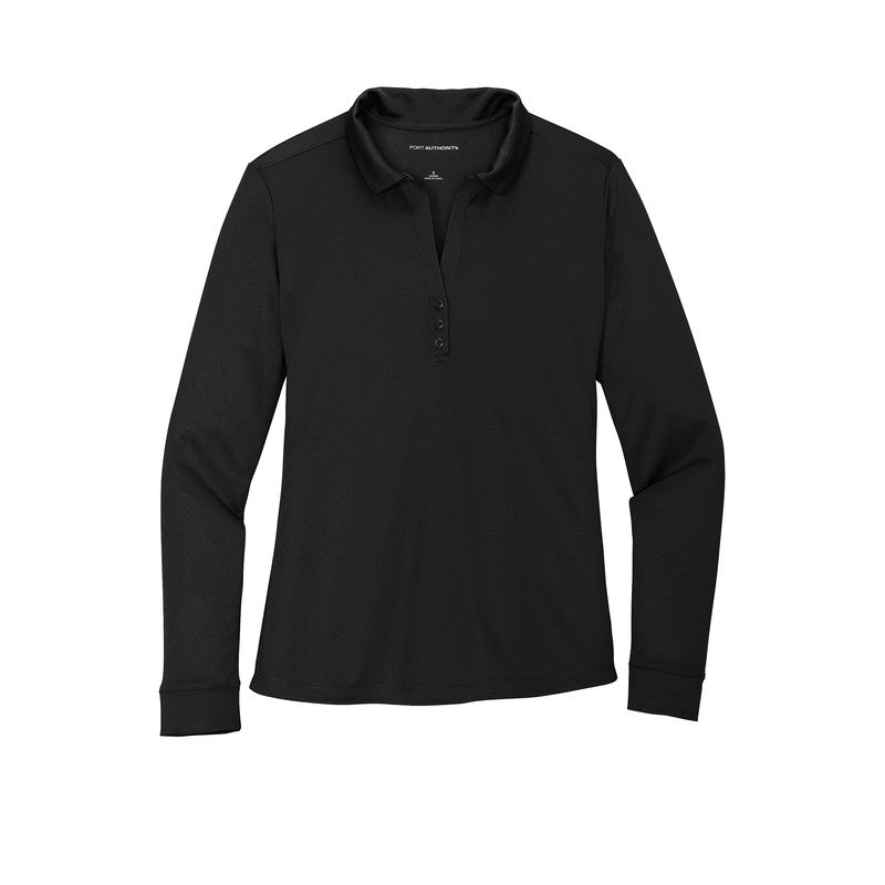 STRAYER Port Authority ® Ladies Silk Touch™ Performance Long Sleeve Polo-Black