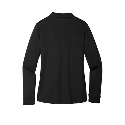 NEW STRAYER Port Authority ® Ladies Silk Touch™ Performance Long Sleeve Polo-Black