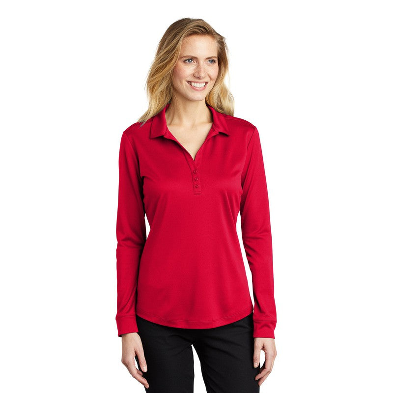 STRAYER Port Authority ® Ladies Silk Touch™ Performance Long Sleeve Polo-Red