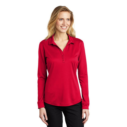 NEW STRAYER Port Authority ® Ladies Silk Touch™ Performance Long Sleeve Polo-Red