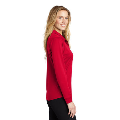 NEW STRAYER Port Authority ® Ladies Silk Touch™ Performance Long Sleeve Polo-Red