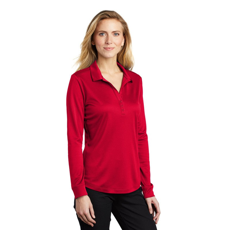 NEW STRAYER Port Authority ® Ladies Silk Touch™ Performance Long Sleeve Polo-Red