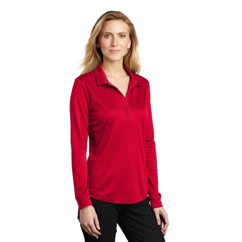 STRAYER Port Authority ® Ladies Silk Touch™ Performance Long Sleeve Polo-Red