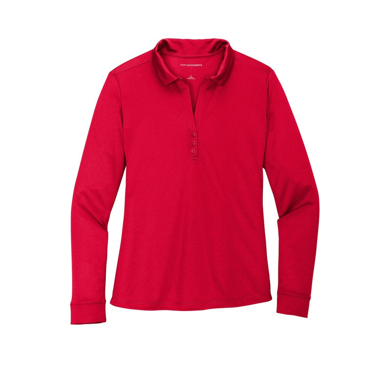 STRAYER Port Authority ® Ladies Silk Touch™ Performance Long Sleeve Polo-Red