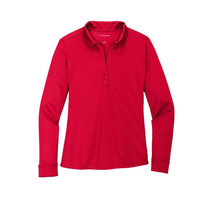 NEW STRAYER Port Authority ® Ladies Silk Touch™ Performance Long Sleeve Polo-Red