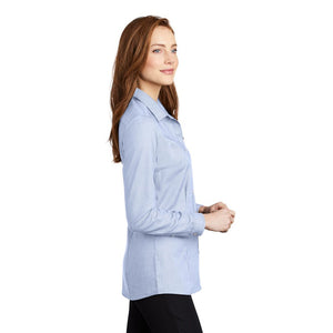 Port Authority ® Ladies Pincheck Easy Care Shirt-Blue Horizon/ White