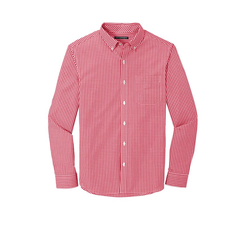 Port Authority ® Broadcloth Gingham Easy Care Shirt-Rich Red/ White