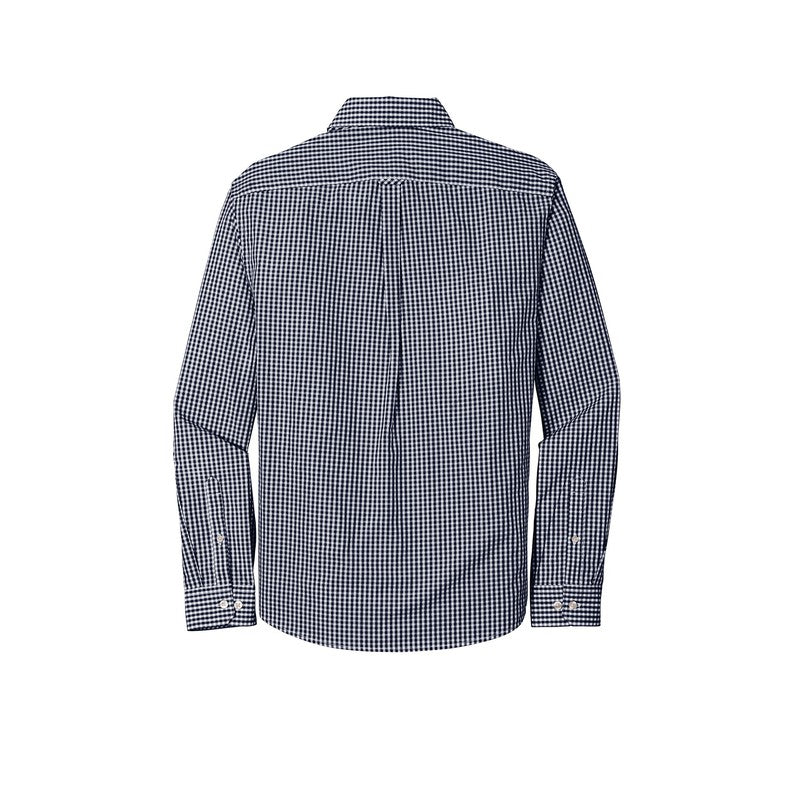 Port Authority ® Broadcloth Gingham Easy Care Shirt-True Navy/ White