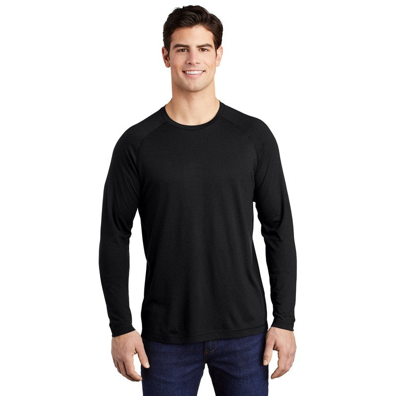 STRAYER Sport-Tek ® PosiCharge ® Long Sleeve Tri-Blend Wicking Raglan Tee-BLACK