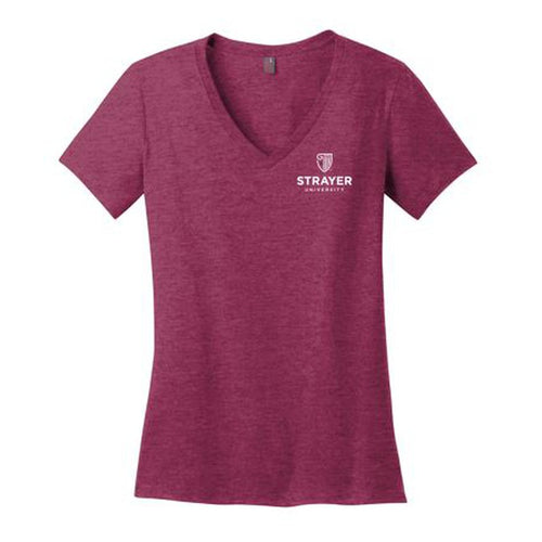 District ® Women’s Perfect Weight ® V-Neck Tee-Heathered Loganberry