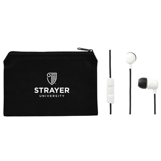 STRAYER Skullcandy Jib Wired Earbuds with Microphone in Black Pouch