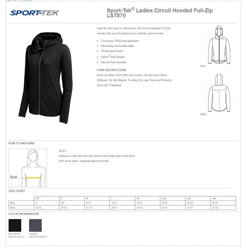 STRAYER Sport-Tek® Ladies Circuit Hooded Full-Zip - Graphite