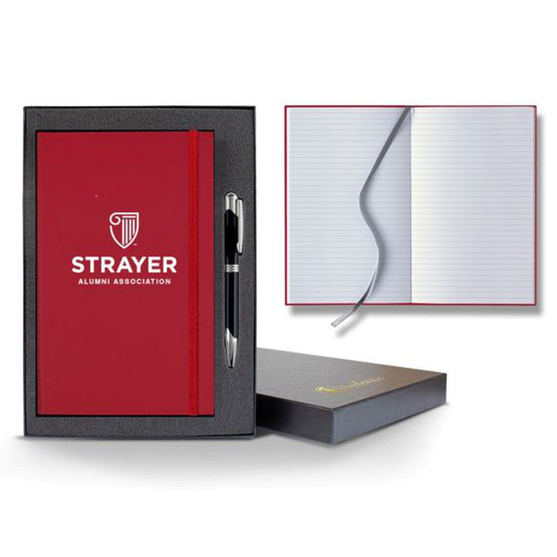 STRAYER ALUMNI Matra Banded Medium Journal w/Pen and Gift Box -RED